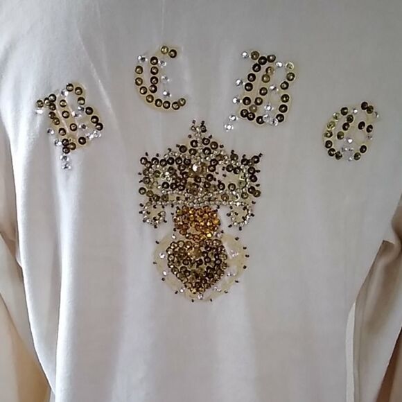 BCBGMAXAZRIA CREAM WOMEN SEQUINS SWEATER NEW  SIZE L - Picture 5 of 14